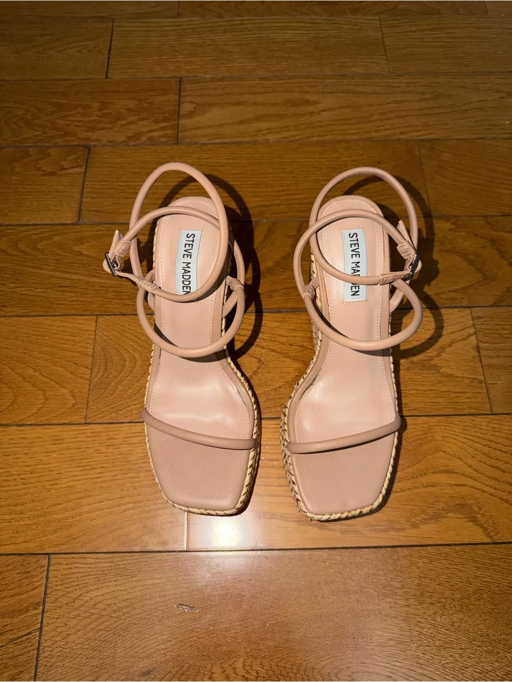 Steve Madden Blush Tan Woven Platform Wedge Sandals